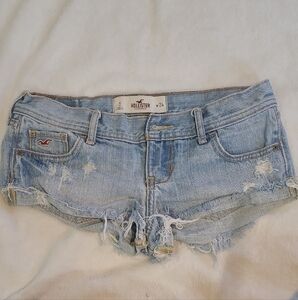 Hollister Blue Jean Shorts with Distressed Hem